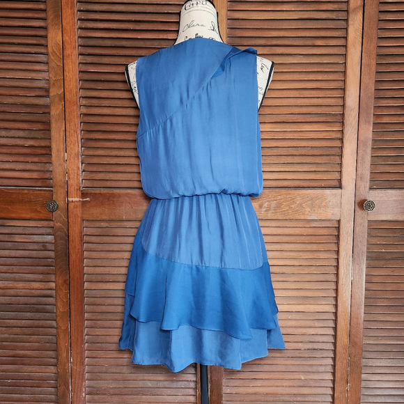 Parker Silk Blend V Neck Ruffle Mini Dress - Picture 3 of 13